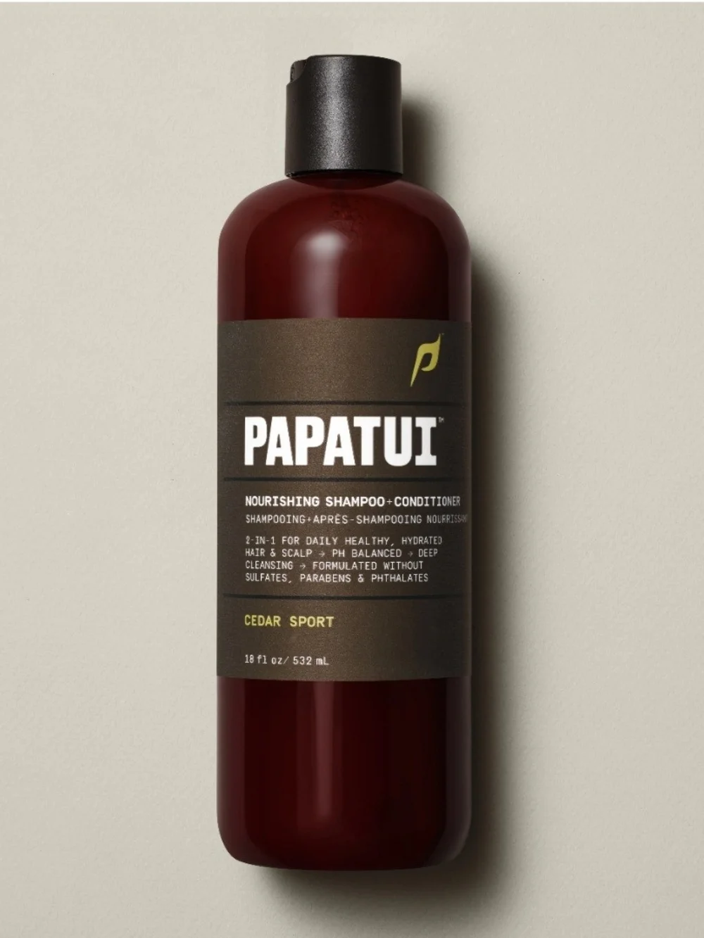 Papatui Men's Shampoo & Conditioner - 2 in 1 - 18 oz - Scent: Cedar Sport - New